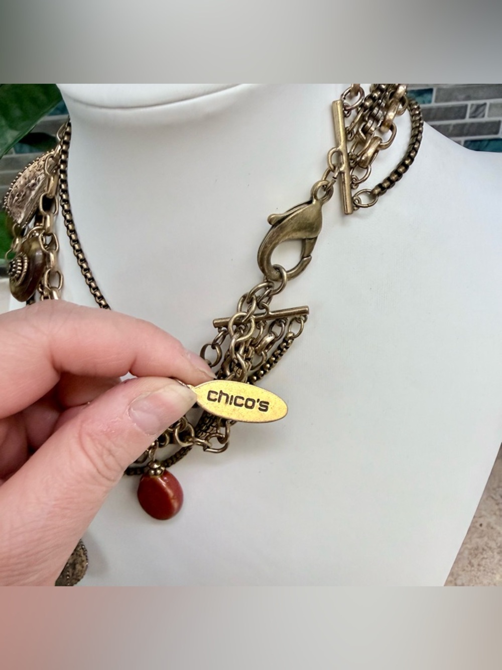 Chico's Paprika Statement Multi Strand Necklace - Picture 3 of 3